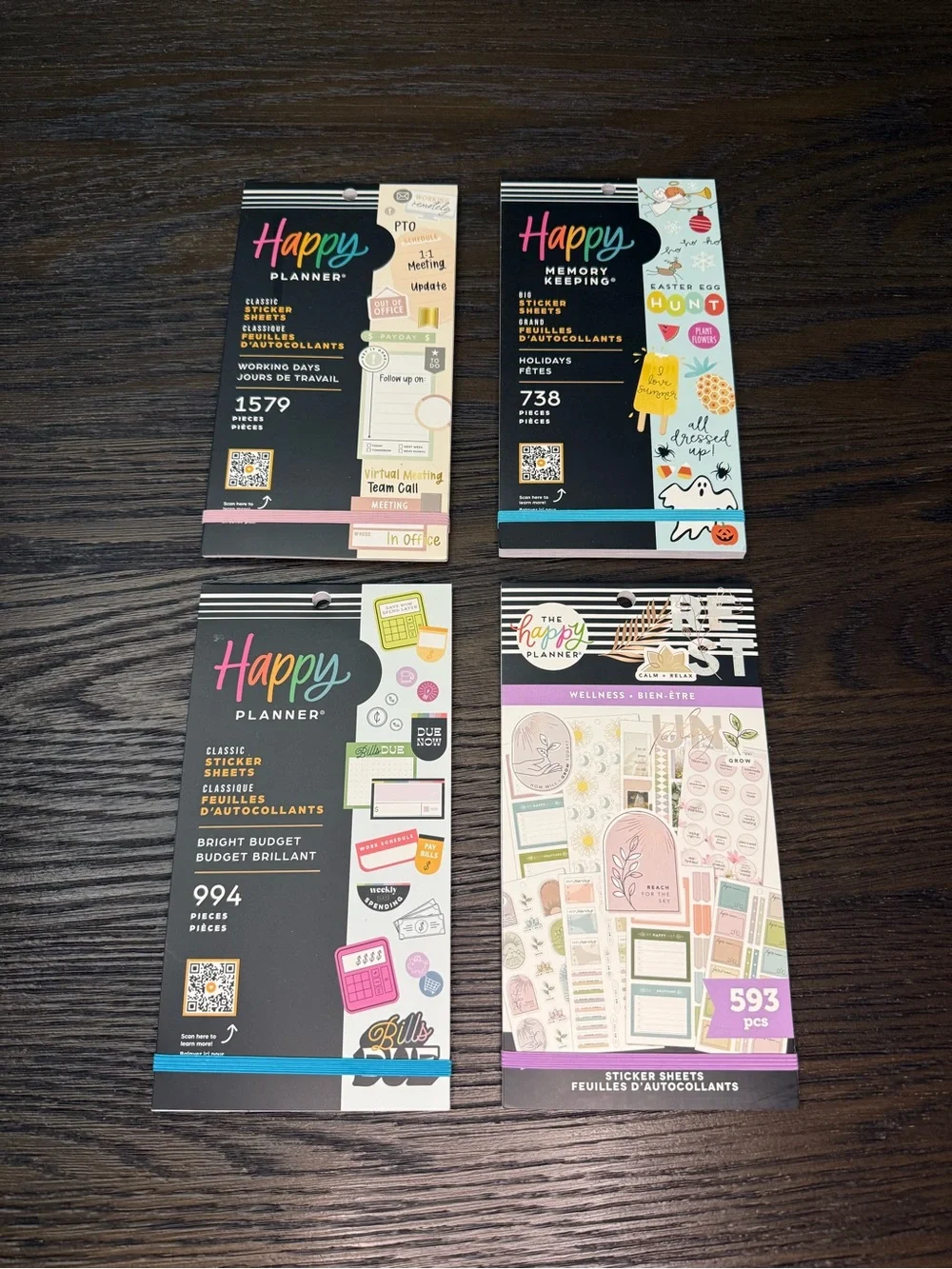 Happy Planner Sticker Packs - Black, Pink, Blue, Purple Accents